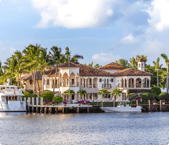 Scenic coastal estate with boats